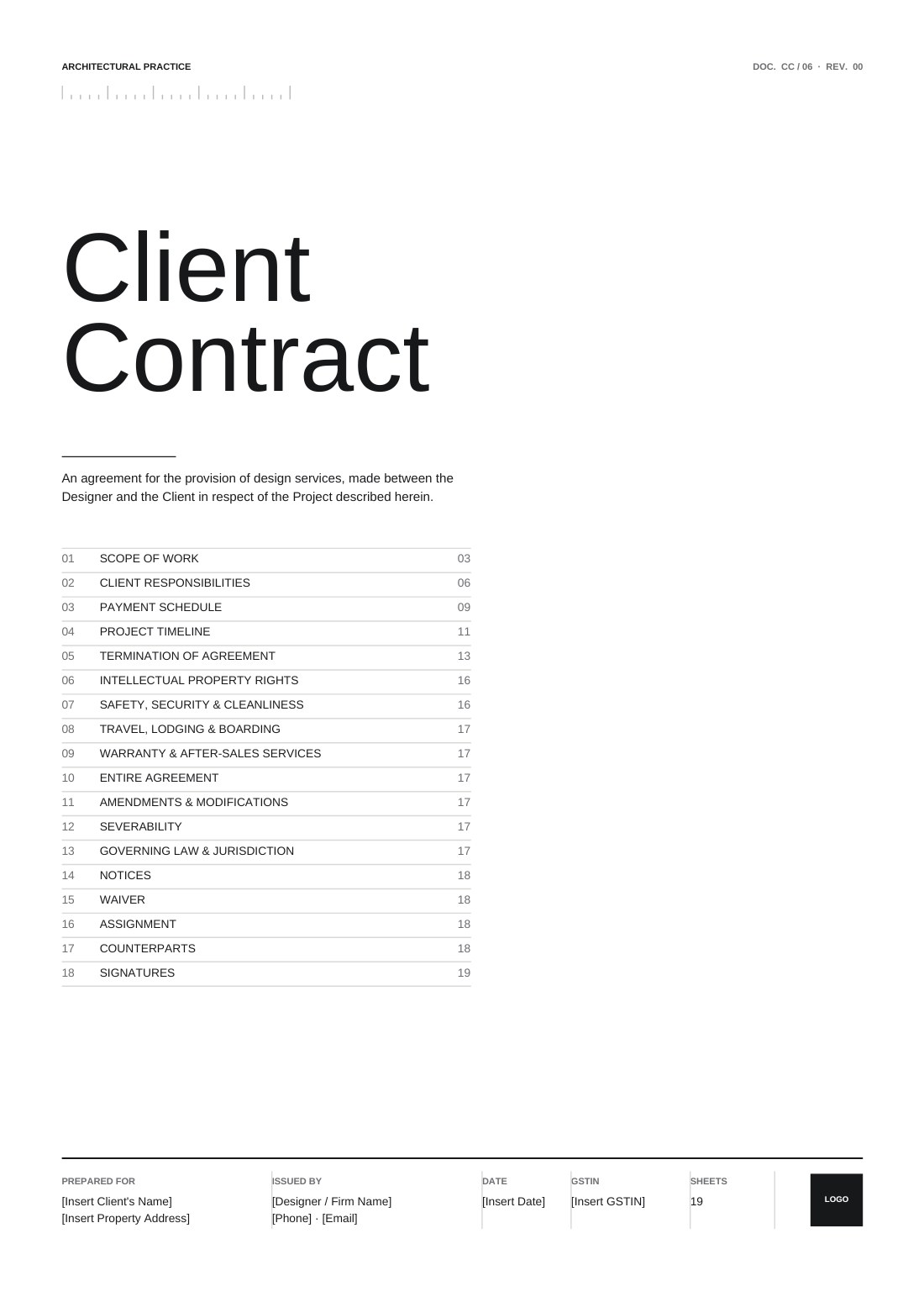 Client contract template, ready to edit